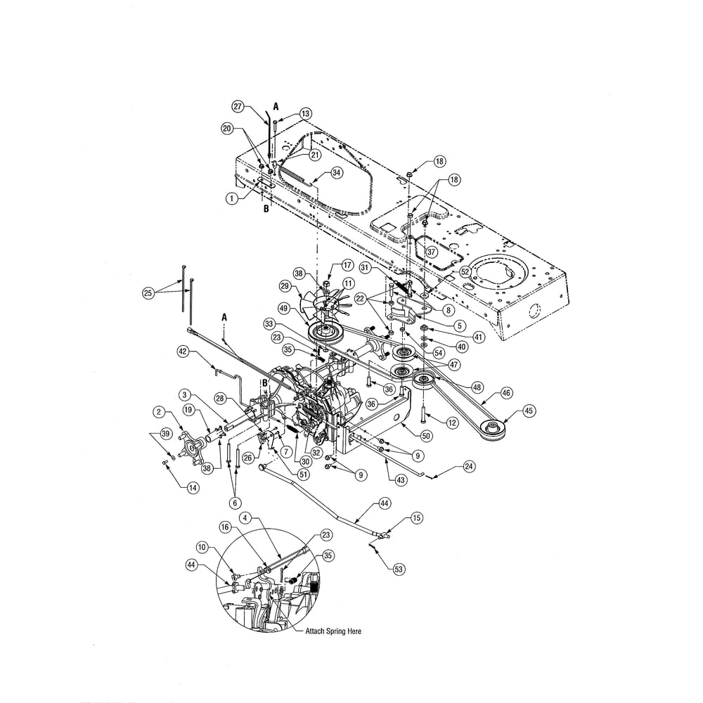 Drive System Diagram and Parts List for 13AP11CP756  Cub Cadet Lawn Tractor